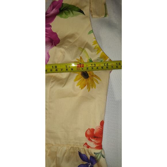 Express Yellow Crop Halter Top Sz XS Tropical Floral NEW NWT 100% Cotton Hawaii - Picture 13 of 13